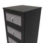 Rattan Black Ash 5 Drawer Bedside Cabinet