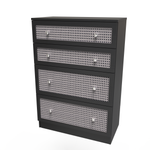 Rattan Black Ash 4 Drawer Deep Chest