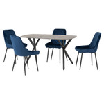 Athens Dining Set with 4 Avery Sapphire Blue Velvet Chairs