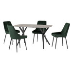 Athens Dining Set with 4 Avery Emerald Green Velvet Chairs 