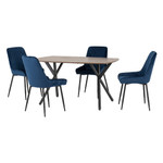 Athens Oak Effect Dining Set with 4 Avery Sapphire Blue Velvet Chairs
