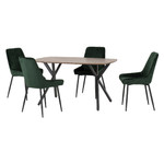 Athens Oak Effect Dining Set with 4 Avery Emerald Green Velvet Chairs