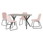 Athens Dining Set with 4 Lukas Baby Pink Velvet Chairs