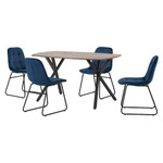 Athens Oak Effect Dining Set with 4 Lukas Sapphire Blue Velvet Chairs