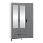 Madrid Grey and White Gloss 3 Door 2 Drawer Mirrored Wardrobe 