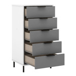Madrid Grey and White Gloss 5 Drawer Chest