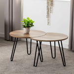 Athens Oak Effect and Black Duo Coffee Table Set 