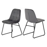 Pair of Lukas Grey Velvet Dining Chairs