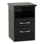 Nevada Black Gloss 2 Drawer Bedside