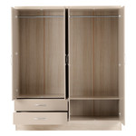 Nevada Oyster and Oak 4 Door 2 Drawer Mirrored Wardrobe