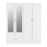 Nevada White Gloss 4 Door 2 Drawer Mirrored Wardrobe