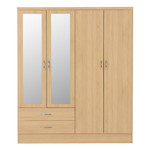 Nevada Sonoma Oak 4 Door 2 Drawer Mirrored Wardrobe