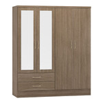 Nevada Rustic Oak 4 Door 2 Drawer Mirrored Wardrobe