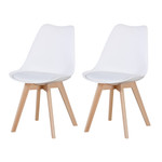 Pair of White and Beech Bendal Dining Chairs