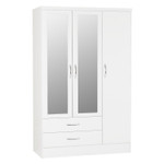 Nevada White Gloss 3 Door 2 Drawer Mirrored Wardrobe