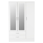 Nevada White Gloss 3 Door 2 Drawer Mirrored Wardrobe