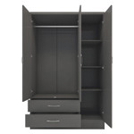 Nevada Grey 3D Effect 3 Door 2 Drawer Mirrored Wardrobe