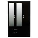 Nevada Black Gloss 3 Door 2 Drawer Mirrored Wardrobe