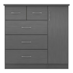 Nevada 3D Grey Effect 5 Drawer Low Wardrobe