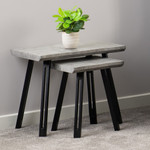 Quebec Concrete Effect and Black Wave Edge Nest of Tables