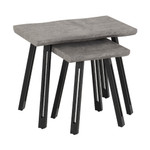 Quebec Concrete Effect and Black Wave Edge Nest of Tables