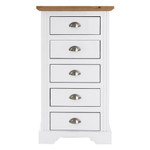 Toledo White and Oak 5 Drawer Narrow Chest 