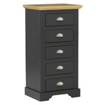 Toledo Grey and Oak 5 Drawer Narrow Chest