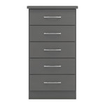 Nevada Grey 3D Effect 5 Drawer Narrow Chest