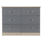 Nevada Grey and Oak Gloss 6 Drawer Chest