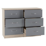 Nevada Grey and Oak 6 Drawer Chest