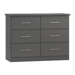 Nevada Grey 3D Effect 6 Drawer Chest