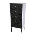 Pixel Black and White 5 Drawer Bedside Cabinet with Dark Scandinavian Legs