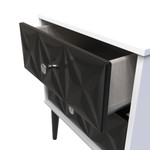 Pixel Black and White 2 Drawer Bedside Cabinet with Dark Scandinavian Legs