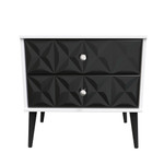 Pixel Black and White 2 Drawer Midi Chest with Dark Scandinavian Legs