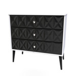 Pixel Black and White 3 Drawer Chest with Dark Scandinavian Legs