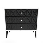 Pixel Black and White 3 Drawer Chest with Dark Scandinavian Legs