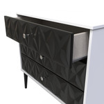 Pixel Black and White 3 Drawer Chest with Dark Scandinavian Legs