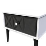 Pixel Black and White 1 Drawer Bedside Cabinet with Dark Scandinavian Legs