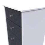 Pixel Indigo and White 5 Drawer Bedside Cabinet with Dark Scandinavian Legs