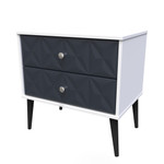 Pixel Indigo and White 2 Drawer Midi Chest with Dark Scandinavian Legs