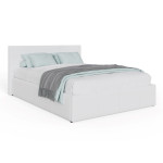 End Lift Ottoman Bed in White Faux Leather (5' King Size)