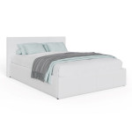 Side Lift Ottoman White Faux Leather Bed (4' Small Double)