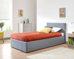 Side Lift Ottoman Bed in Grey Faux Leather