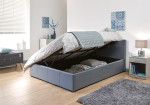 Side Lift Ottoman Bed in Grey Faux Leather