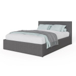 Side Lift Ottoman Silver Fabric Bed Frame (4'6" Double)