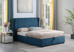 Amelia Plus Blue Velvet Storage Ottoman Bed