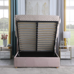 Amelia Pink Velvet Storage Ottoman Bed Frame