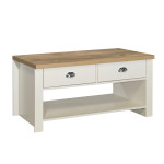 Highgate Cream and Oak 2 Drawer Coffee Table