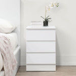 Oslo White 3 Drawer Bedside Table 