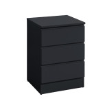 Oslo Black 3 Drawer Bedside Table